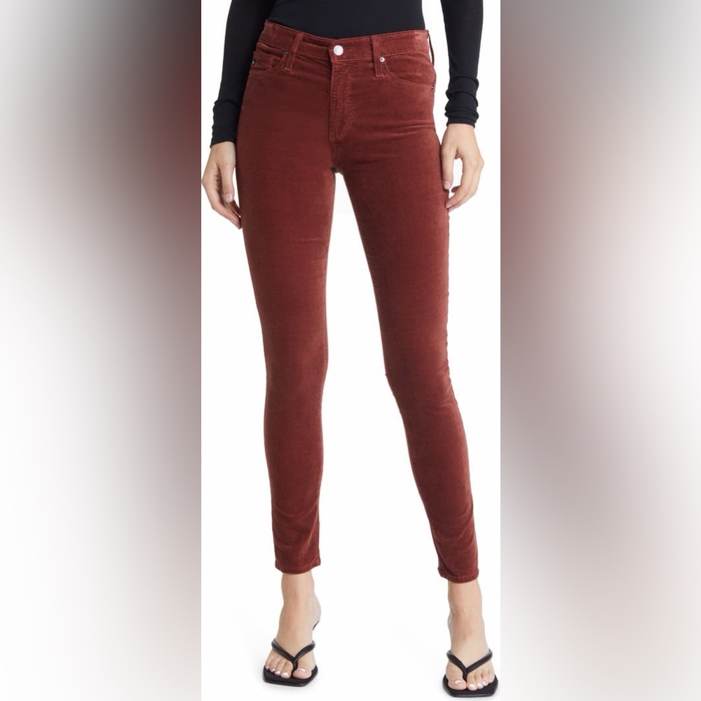 The Farrah High Waist Velvet Jeans in Dark Sangria